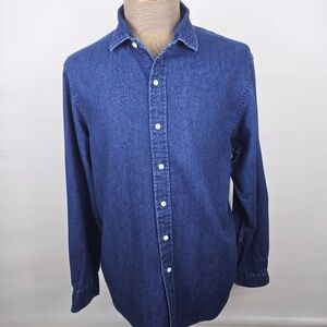 Polo Ralph Lauren Mens XXL Slim Fit Indigo Dobby Shirt No Pony Soft